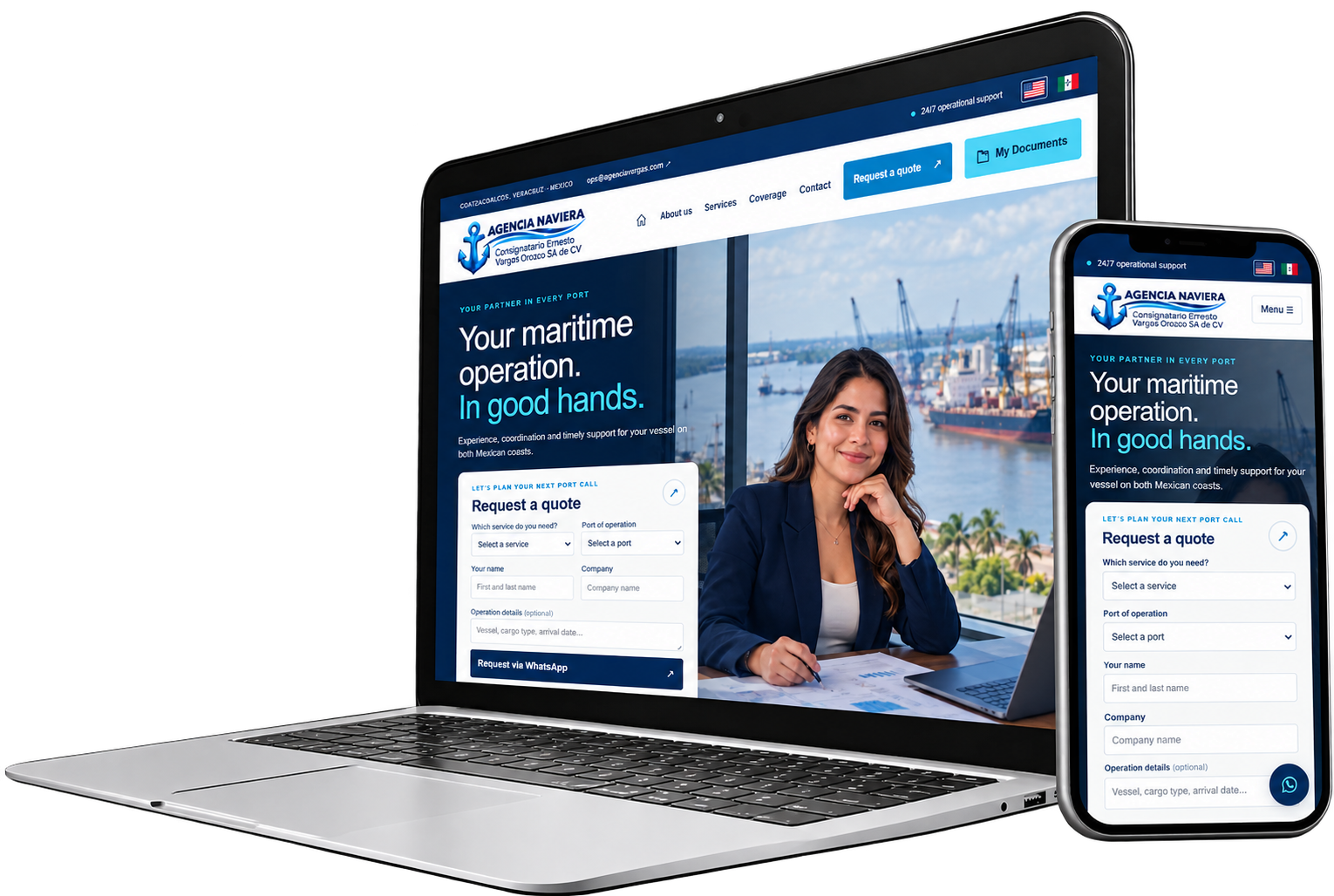 Sitio web de Agencia Vargas (Agencia Naviera Consignataria)