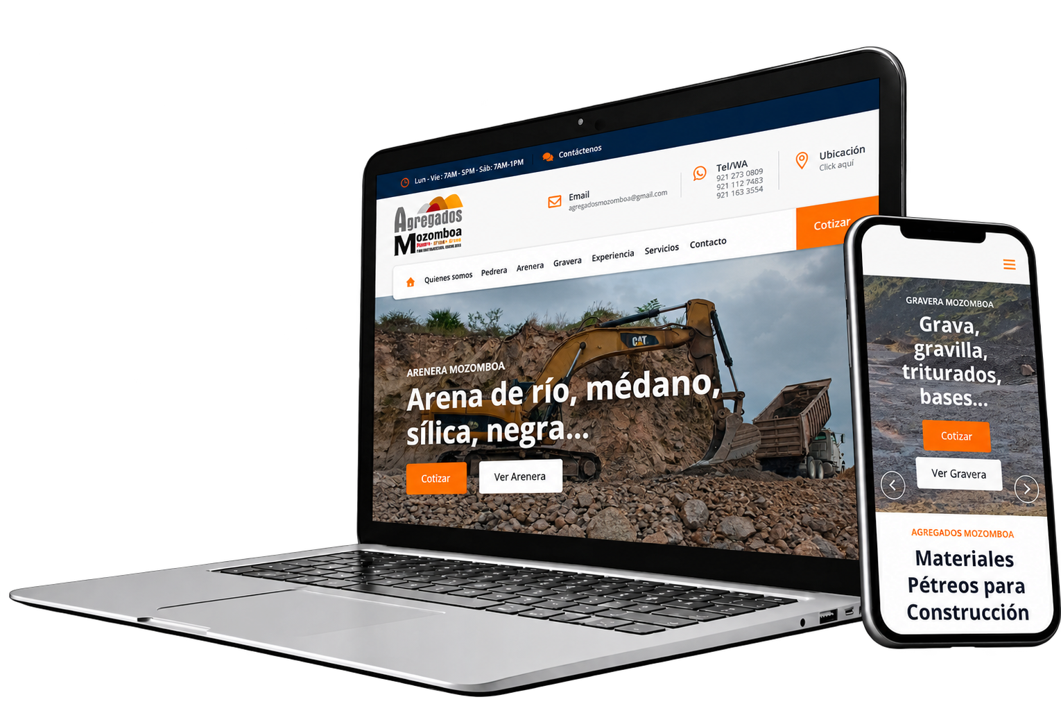 Sitio web de Agregados Mozomboa