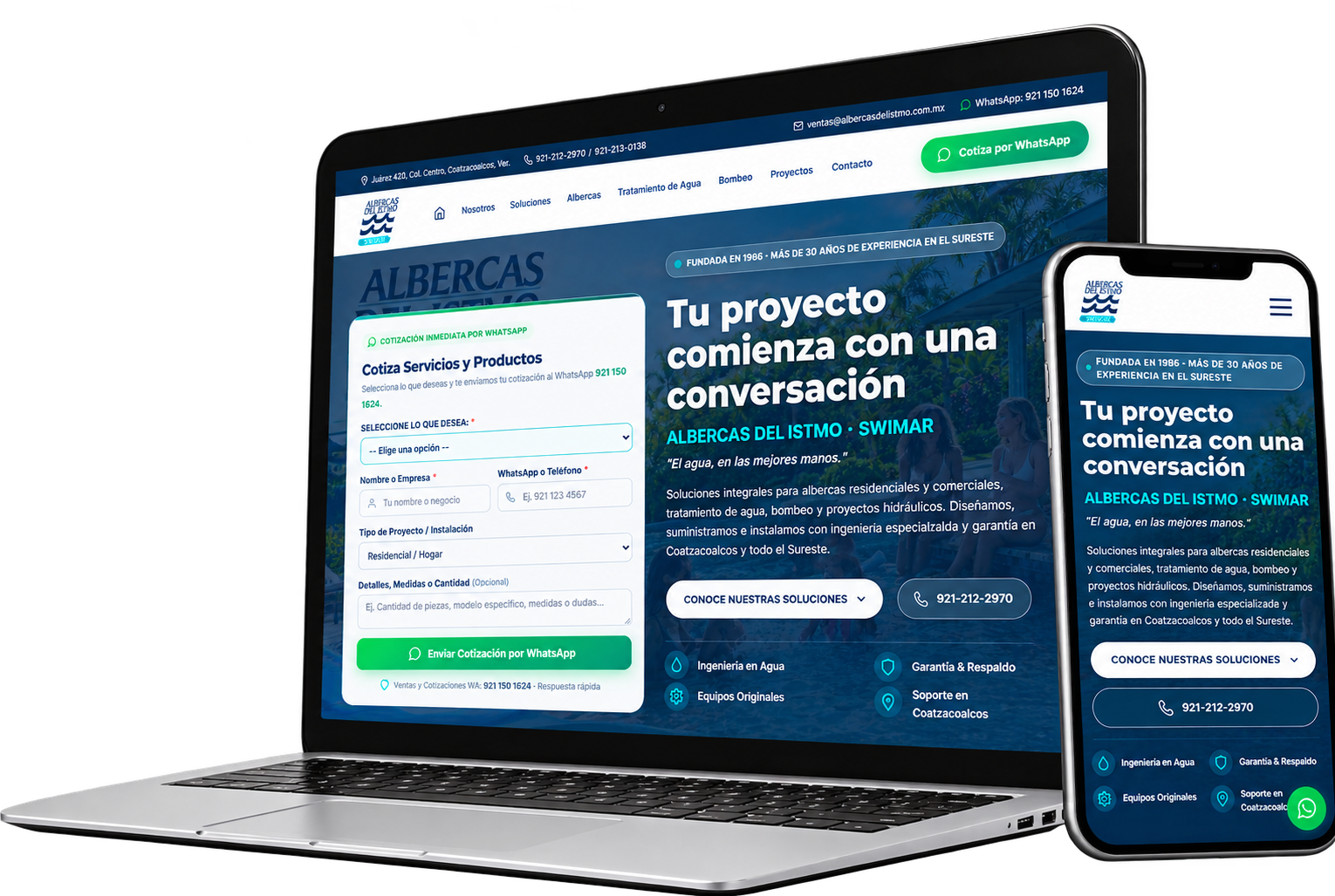 Sitio web de Albercas del Istmo (SWIMAR)