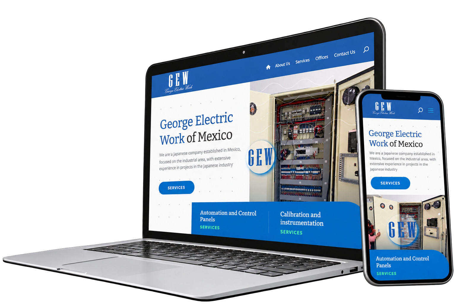 Sitio web de George Electric Work of Mexico (GEW)