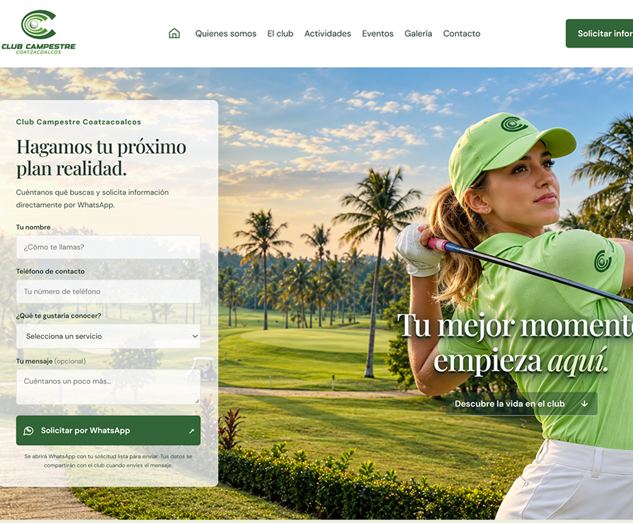 Sitio web clubcampestrecoatzacoalcos.com.mx creado por INDIGO
