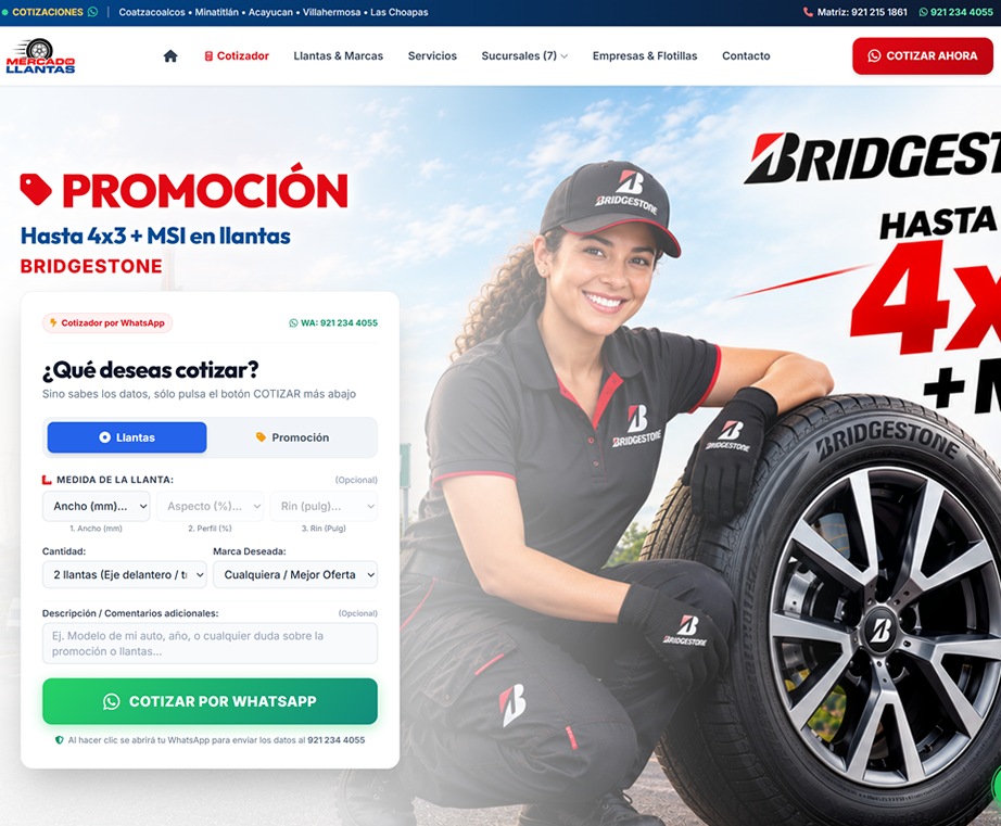 Sitio web mercadodellantas.mx creado por INDIGO