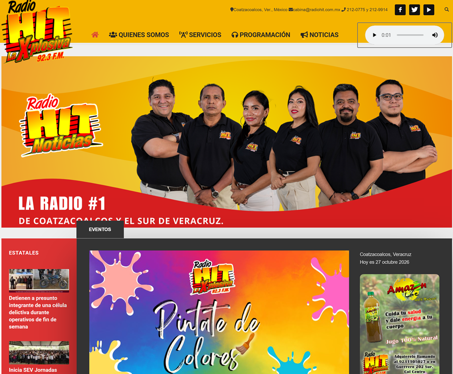 Sitio web radiohit.com.mx creado por INDIGO